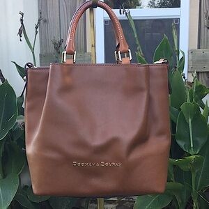 Dooney & Bourke Cognac Brown Barlow Soft Pleats Tote Handbag